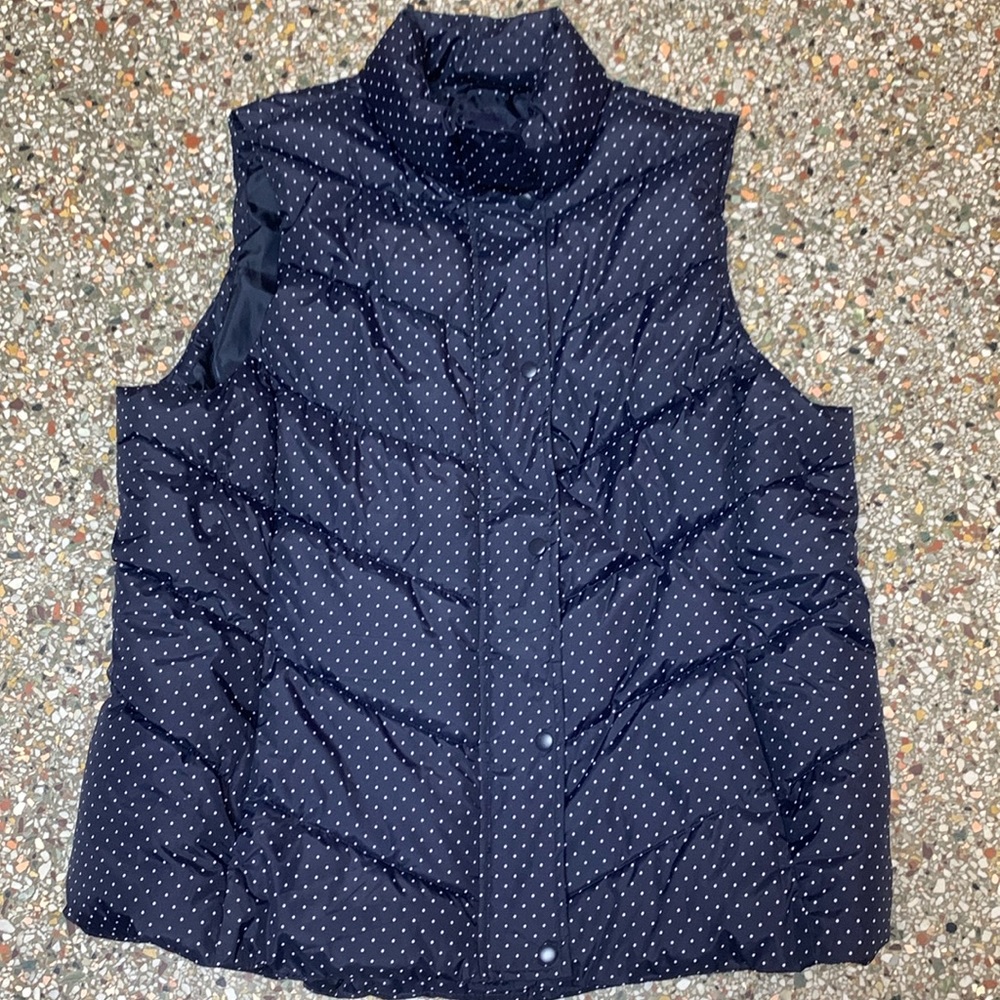 Gap XXL puffer vest baby blue with white polka dots